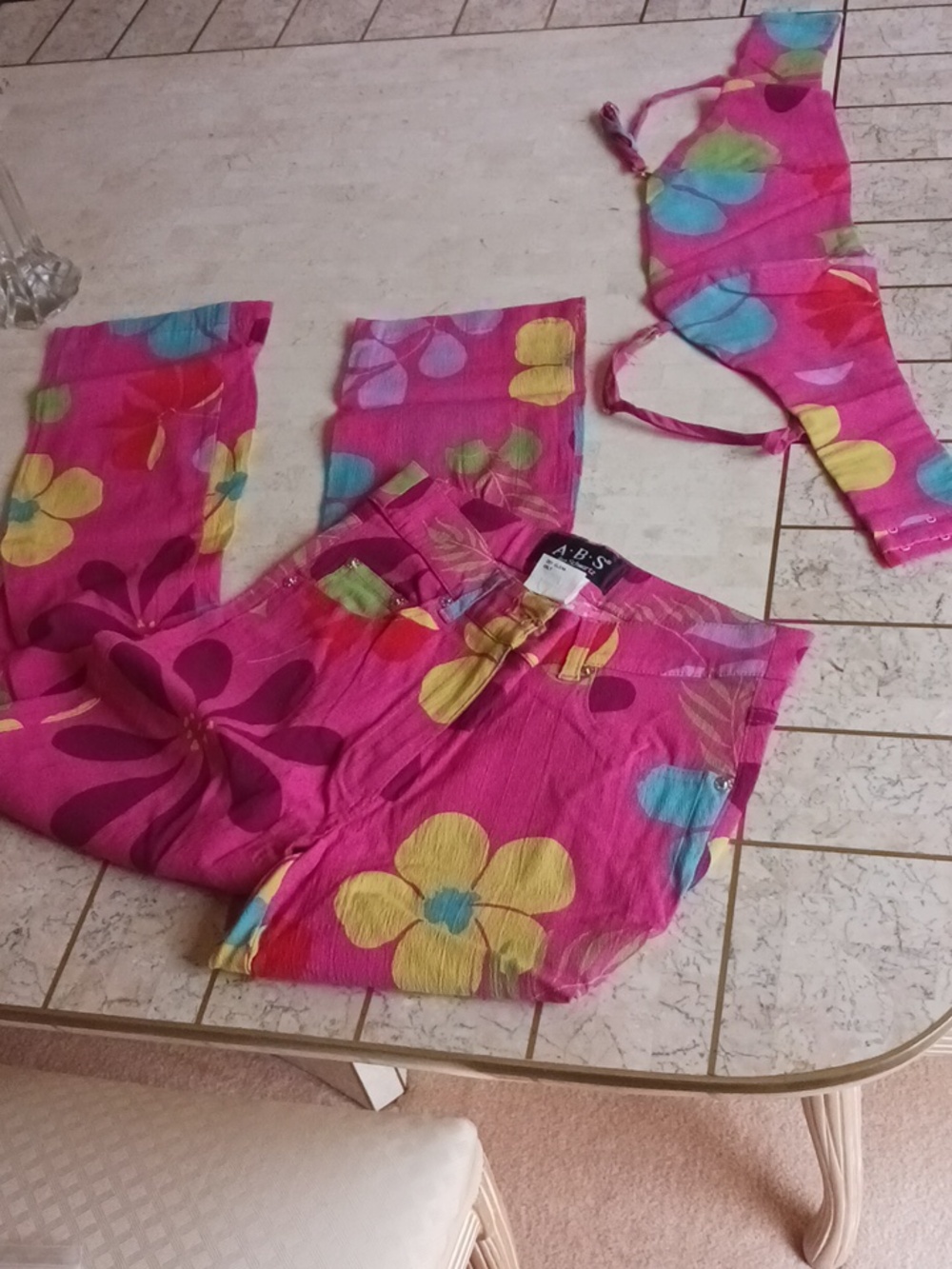 Vintage/Allen B Schwartz - pants & top set,,summer floral design, sz4 / NEW - Picture 13 of 16